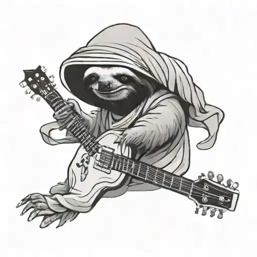 Sloth Dressed As A Sheikh And A Matching Sloth Playing Electrical Guitar