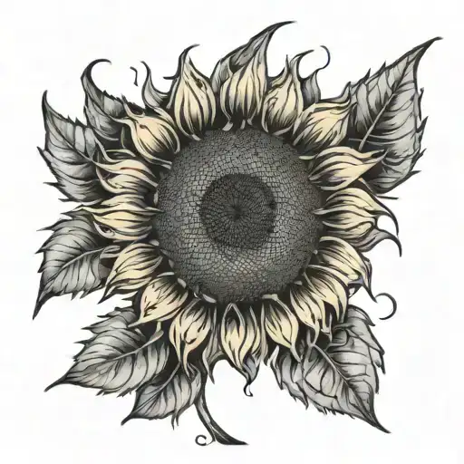 A Tattoo With Elements Intertwined With Van Gogh's Iconic Sunflowers Using The Symbol Of Autism