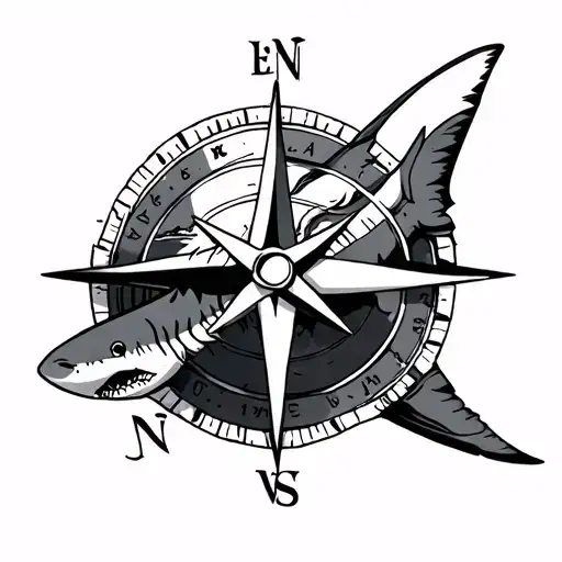 Compass And Shark Swimming