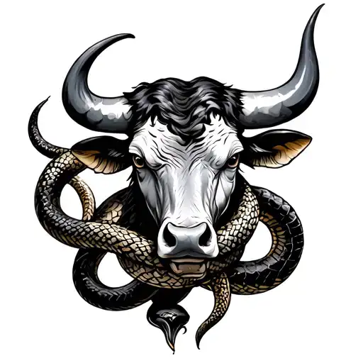 Bull And Snake Intertwined