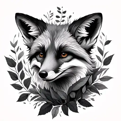 Realistic Fox Coming Out Of Leaves Growing