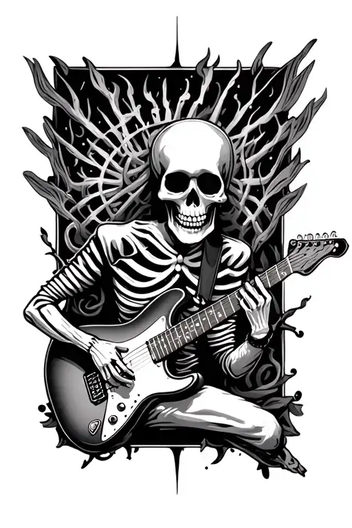Skeleton Playing Guitar