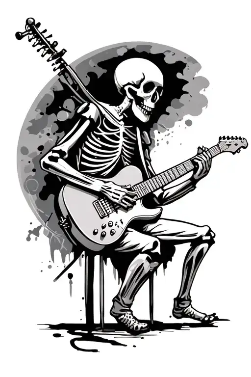 Skeleton Playing Guitar