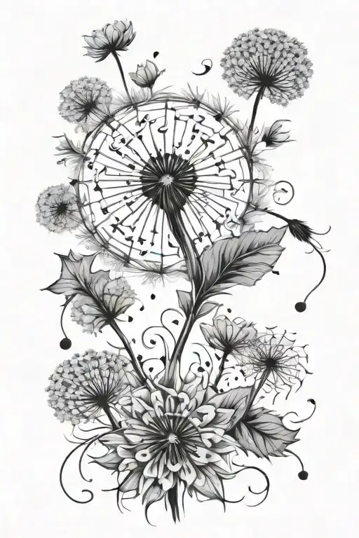 Dandelion And Unalome Symbol Integrated