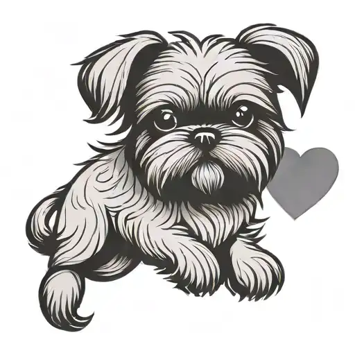 Minimalist Shitzu Dog With A Heart