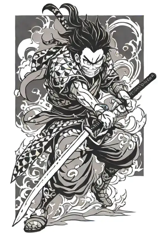Demon Slayer Tanjiro Kamado Whit Sword Attack