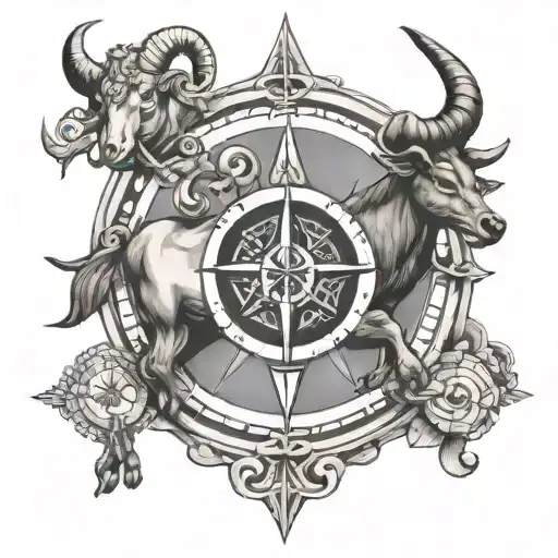 Taurus With Capricorn Rising With Compass Rose Intertwined