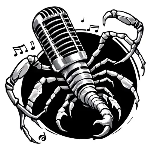 Microfone With Scorpions And Music Notes