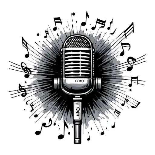 Microfone And Music Notes