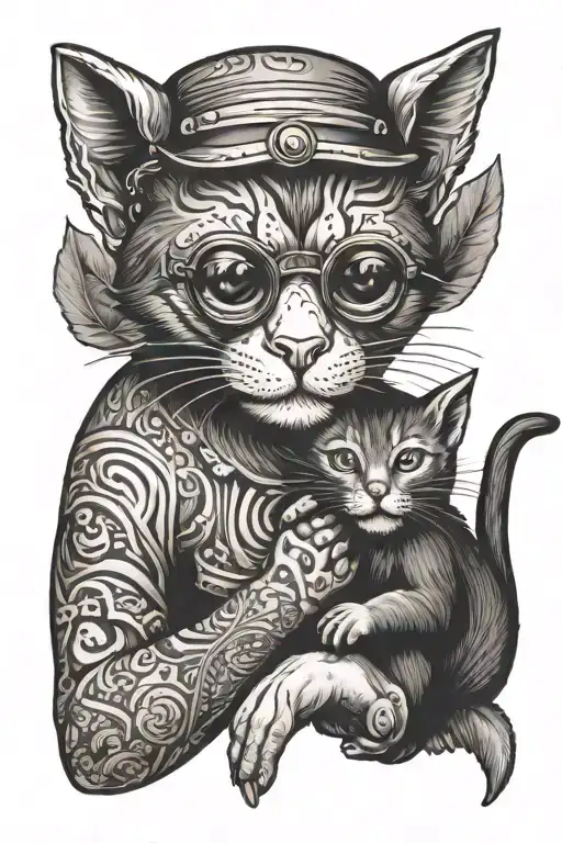 Cat And Monkey Holding