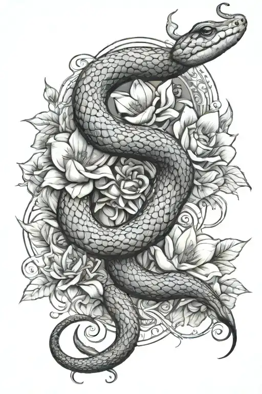 Snake Wrapped Moon Flowers