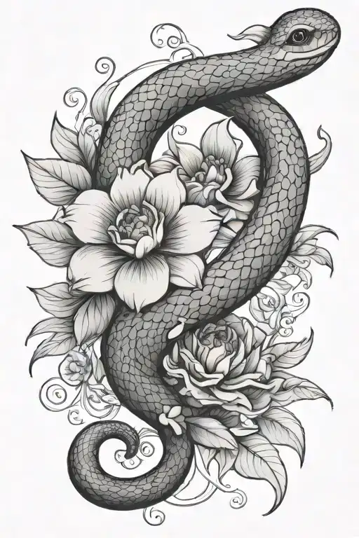 Snake Wrapped Moon Flowers