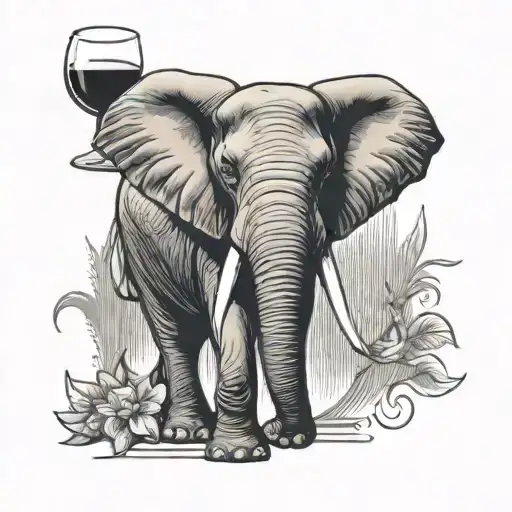 Elephant And Wine Glass Filled