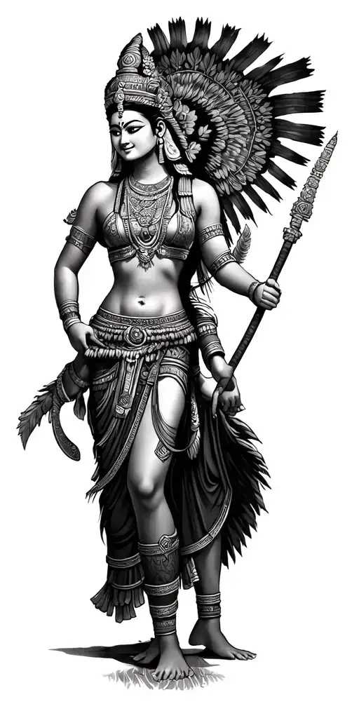 Cambodian Warrior And Apsara Dancer In Background