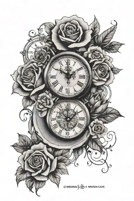 Roses With Clocks And Lion Head