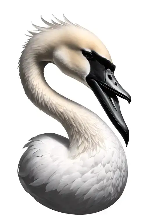 White Swan Black And White Realistic