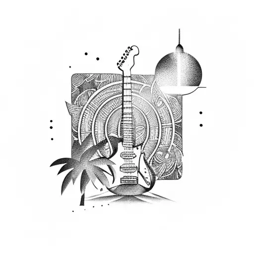 Tropical Island Electric Guitar Music Notes
