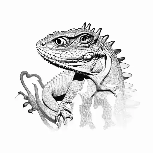 Lizard That Has Multiple Different Styles Of Camouflage In Different Places Of Its Body