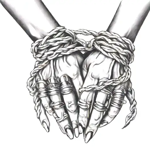 Thin Female Hands In Bondage