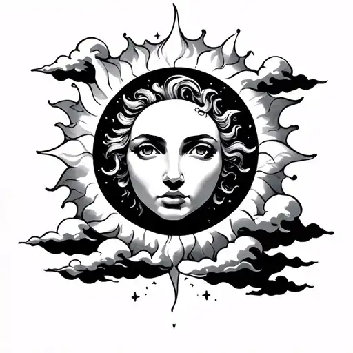 Sun And Small Clouds Surrounding