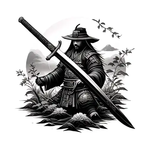 Samurai Swords Surrounded By Nature