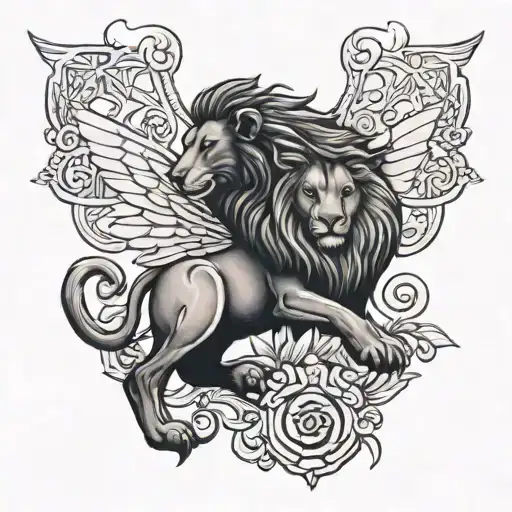 Fairy Tattoo With A Lion
