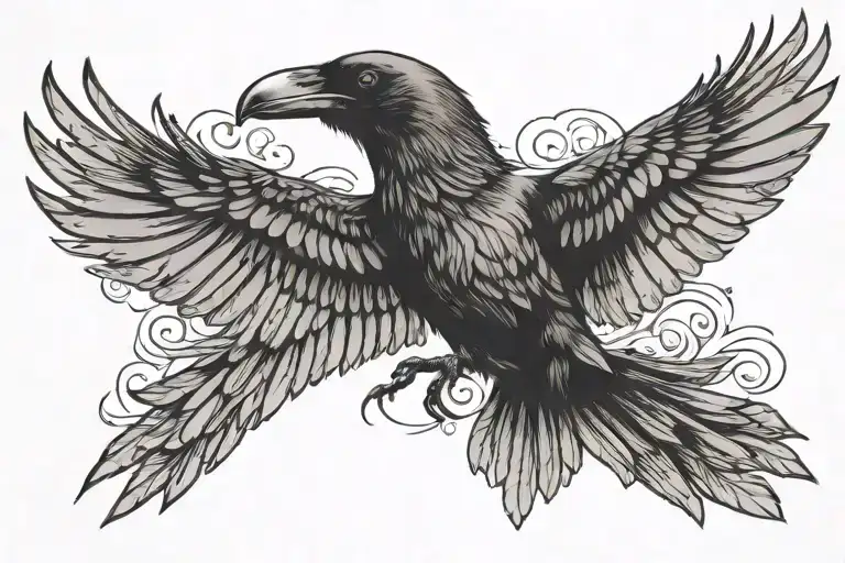 Crow Flying Wings Spread