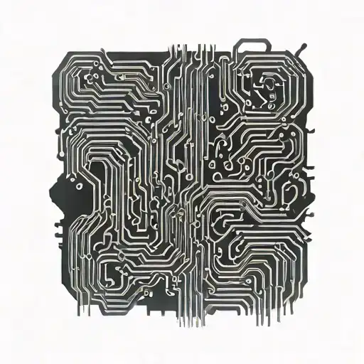 Matrix Code Flowing With Circuit Board Patterns