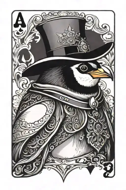 An Ace Of Spades Card Featuring An Emporer Penguin
