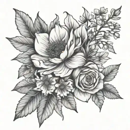 Tattoo With November And December Birth Flowers Growing