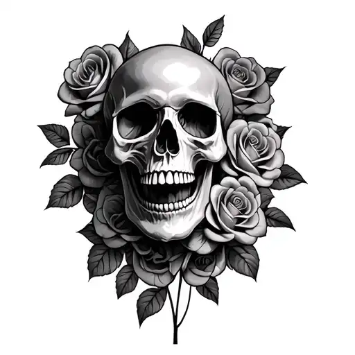 Skull With Roses Surrounding