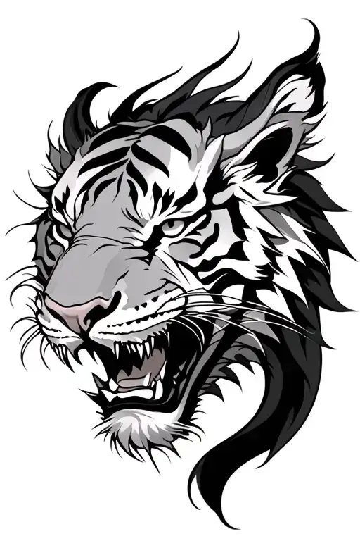 Dragon Facing Tiger Head