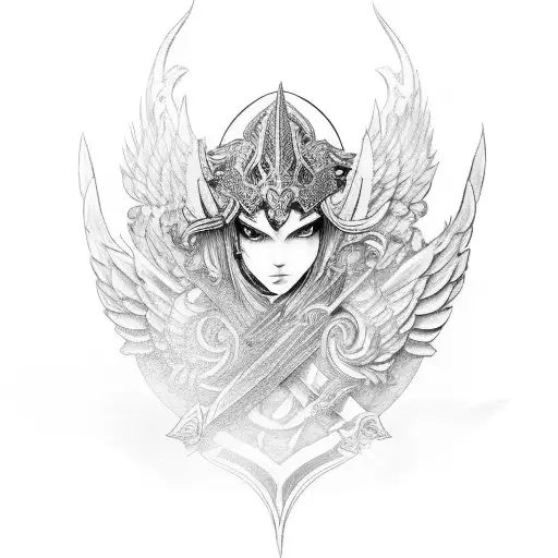 One Sword With Feminine Wings On The Sides