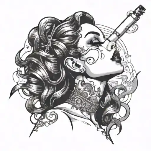 Sexy Goth Girl With Cigarette In The Mouth