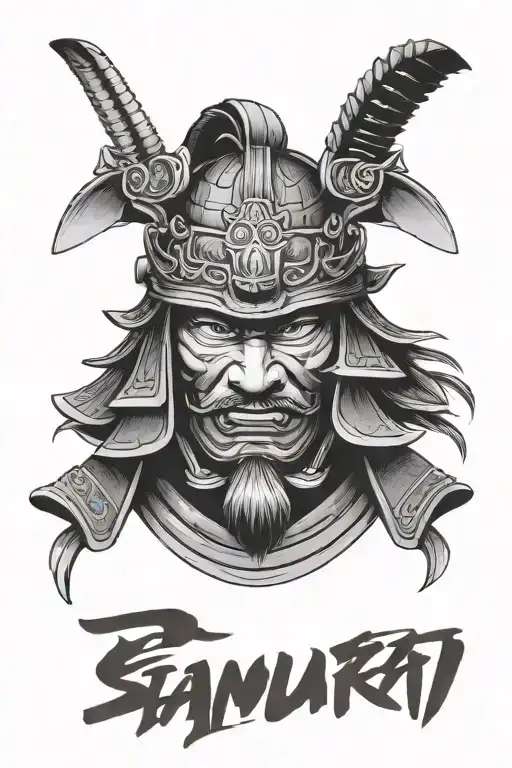 Samurai Head With Helmet