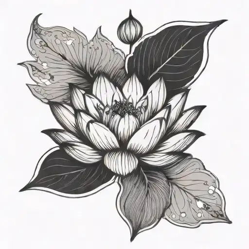 Lotus Flower And Breathe Symbol Simple Thin Ink