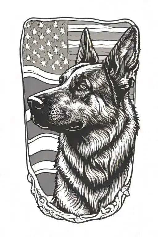 German Shepherd American Flag Waving Diabetes