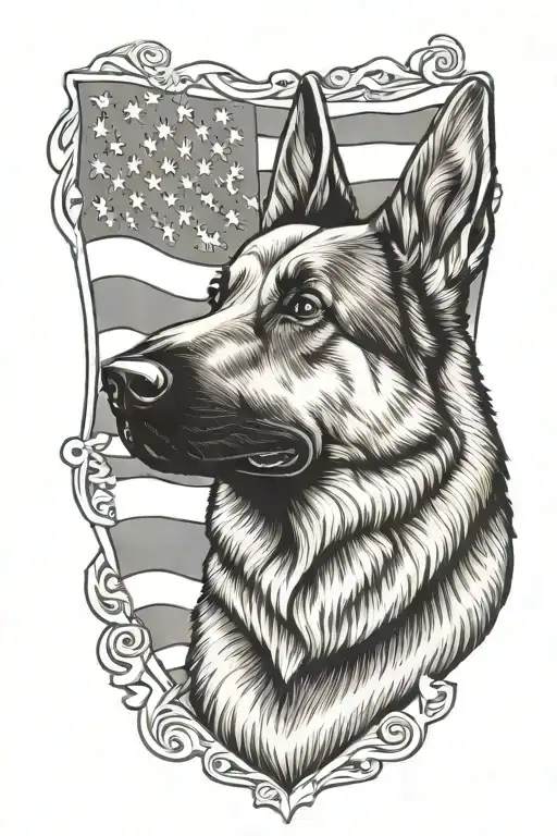 German Shepherd American Flag Waving Diabetes