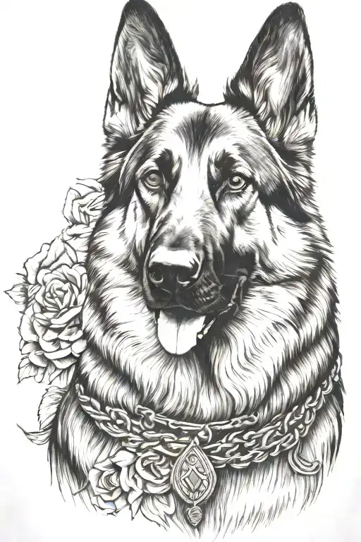 German Shepherd Portrait With Service Dog Bracelet