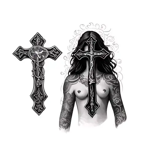 Feminine Christian Arm Sleeve Featuring Three Crosses