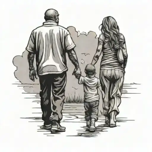 Father Mother And Son Holding Hands