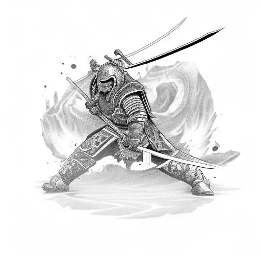 Katana With Black Fire On The Blade