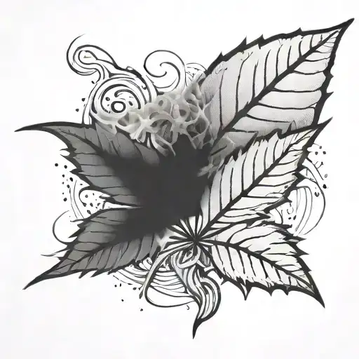 Weed Leaf With Smoke Coming Out Of Its