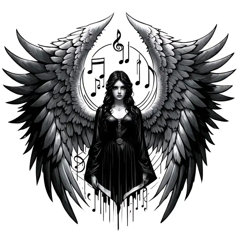 Angle Wings But With Music Notes Instead Of Lines