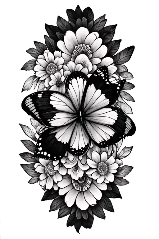 Mandala With Butterflies And Flowers