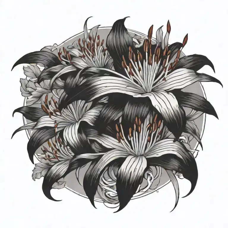Floral Black Red Spider Lily
