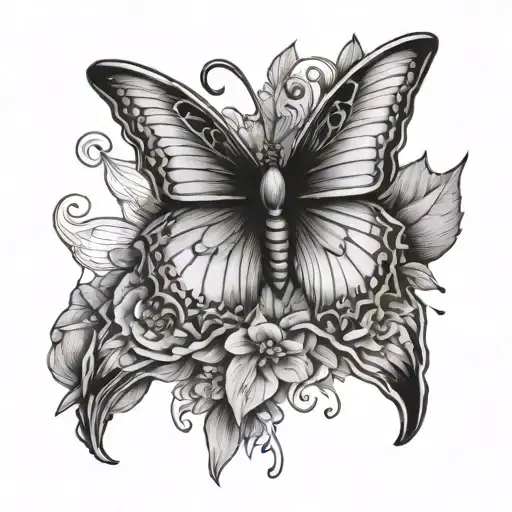 Pointy Butterfly Line Art