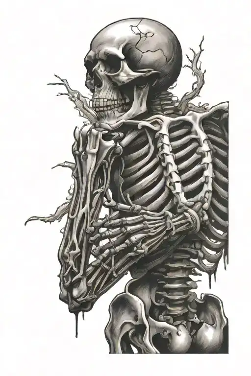 Skeleton Hand Grabbing Hips And Pointing Down