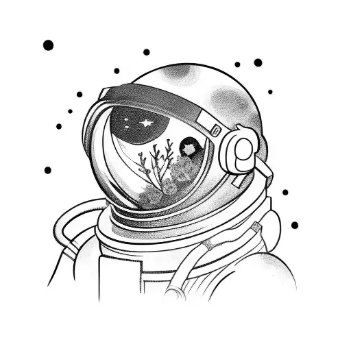 Astronaut With Black Cosmos Flowers