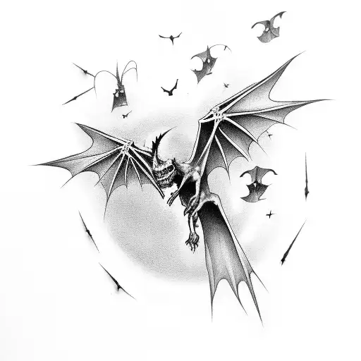 Goth Dark Spooky Bones Bats Witch